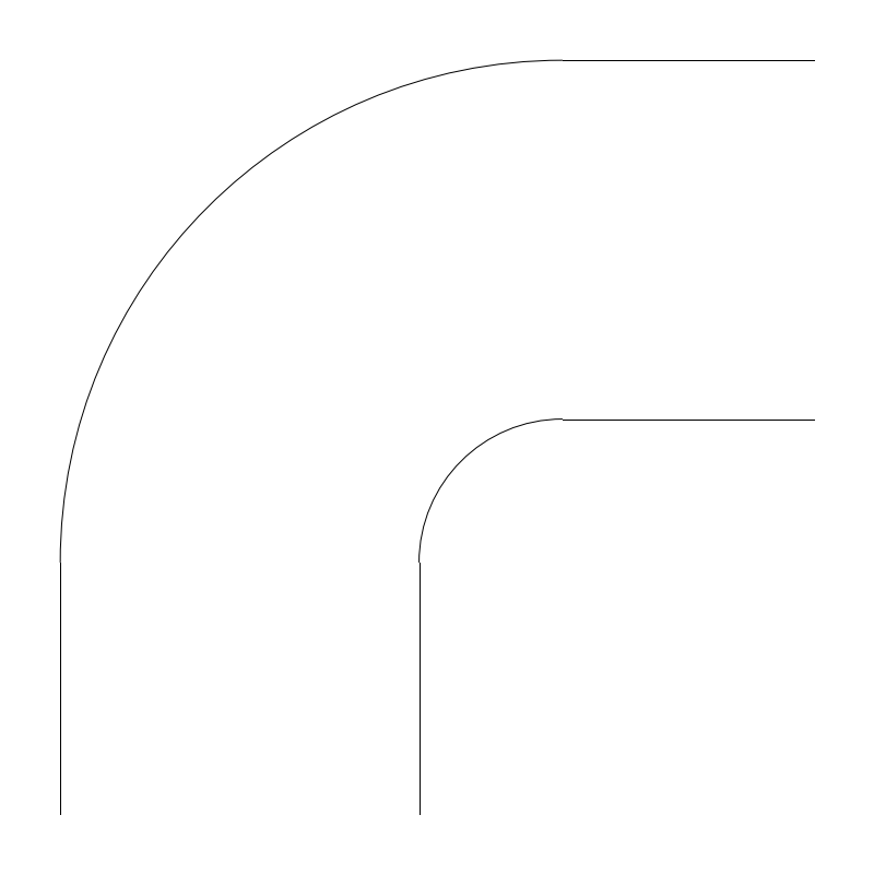 HVAC Duct 90-degree Elbow (Southeast) plan view CAD block