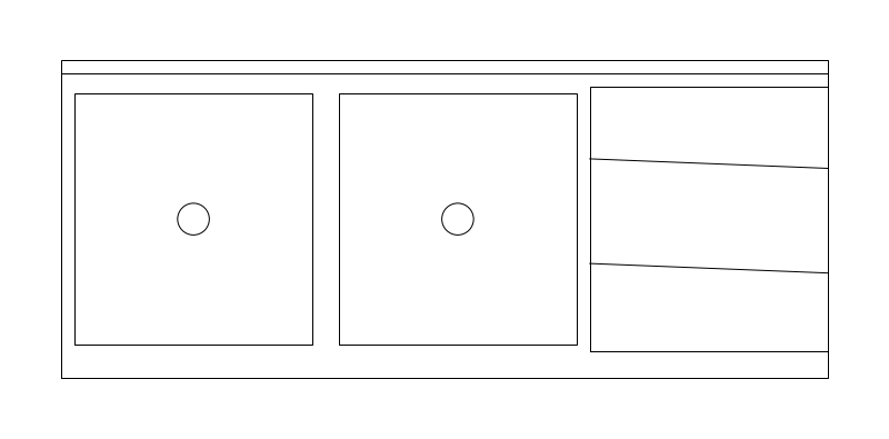 2-Compartment NSF Sink plan view CAD block